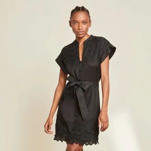 Veronica Beard Archie Embroidered Button down Shirt Minidress - size 8,